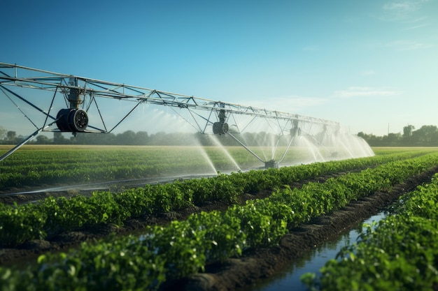 Photo système d'irrigation et arrosage des cultures dans le concept d'une gestion efficace de l'eau et de pratiques d'arrosage