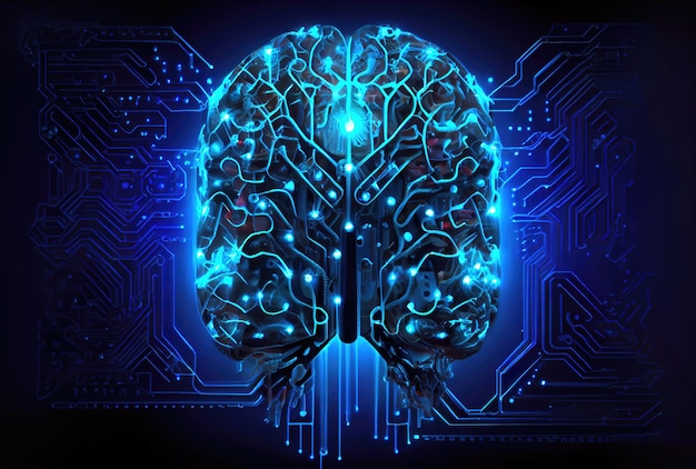 Le système nerveux du cerveau humain est alimenté par l'intelligence artificielle Concept d'affaires et de santé médicale AI générative