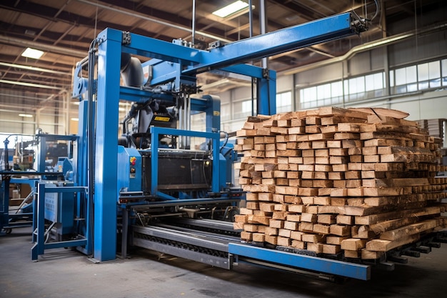 Photo système de palettisation robotique dans un centre de distribution