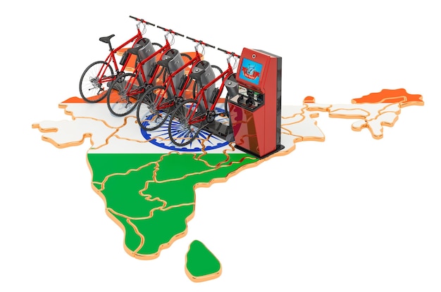 Photo système de partage de vélos en inde concept rendu 3d