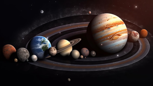 Système solaire Knolling pour comparaison planétaire