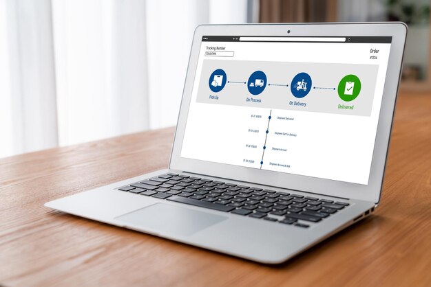Photo système de suivi des livraisons pour le commerce électronique et les affaires en ligne modernes permettant le transport et la livraison des marchandises en temps opportun
