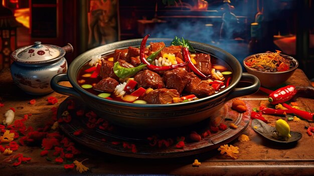 Szechuan Beef repas savoureux arrière-plan nourriture délicieuse art génératif AI