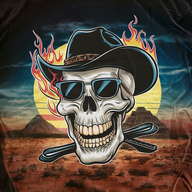T-shirt ou affiche représentant un crâne souriant égyptien
