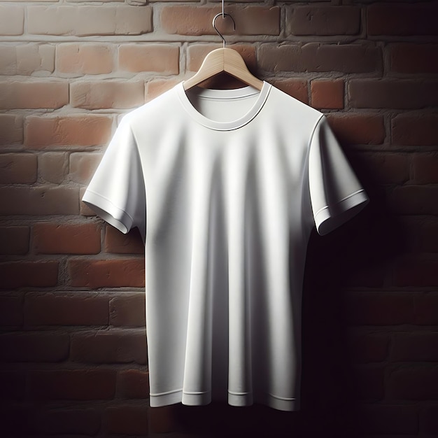 T-shirt blanc blanc à l'avant avec modèle de cintre Concept de maquette de chemise avec vêtements ordinaires AI généré