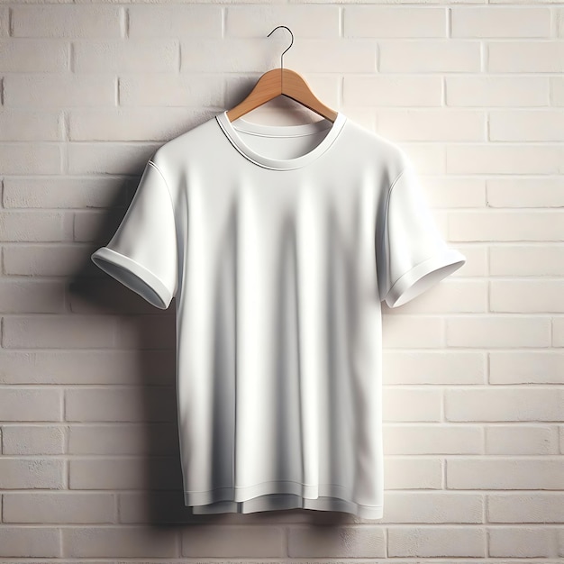 T-shirt blanc blanc à l'avant avec modèle de cintre Concept de maquette de chemise avec vêtements ordinaires AI généré