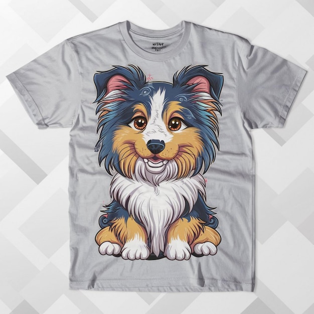 Un t-shirt blanc avec un chien dessus