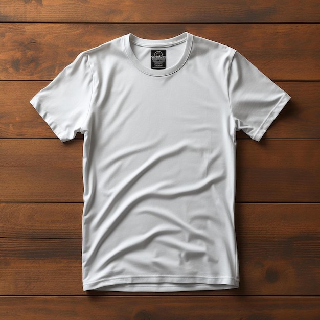 Un t-shirt blanc avec une étiquette qui dit « t-shirt ».