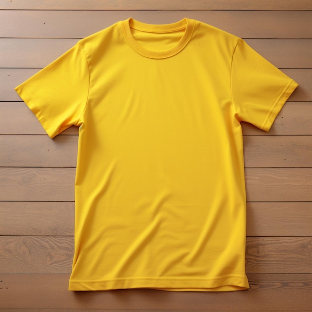 Photo t-shirt blanc de haute qualité en jaune parfait pour créer une prévisualisation de maquette