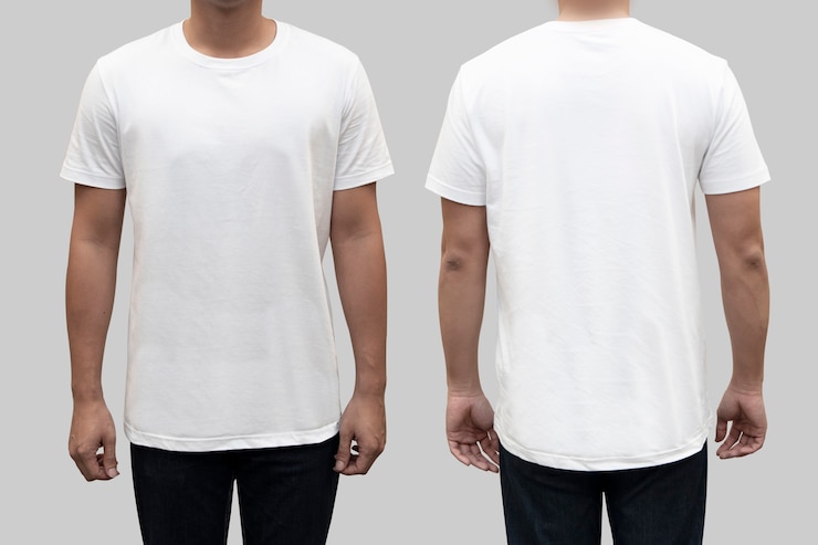 Photo t-shirt blanc isolé sur le corps d&#39;un homme, servant de modèle pour la conception de t-shirts