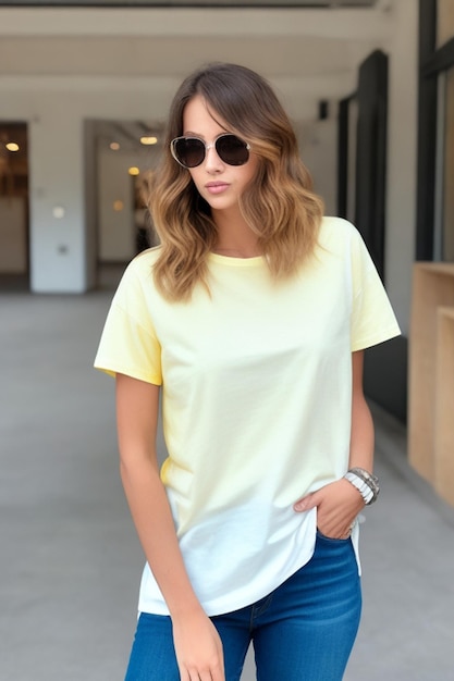 T-shirt blanc jaune blanc