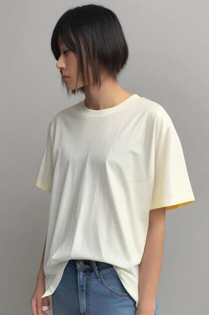 T-shirt blanc jaune blanc