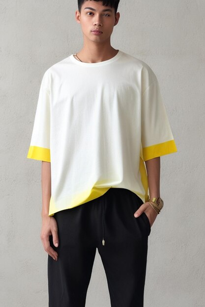 T-shirt blanc jaune blanc