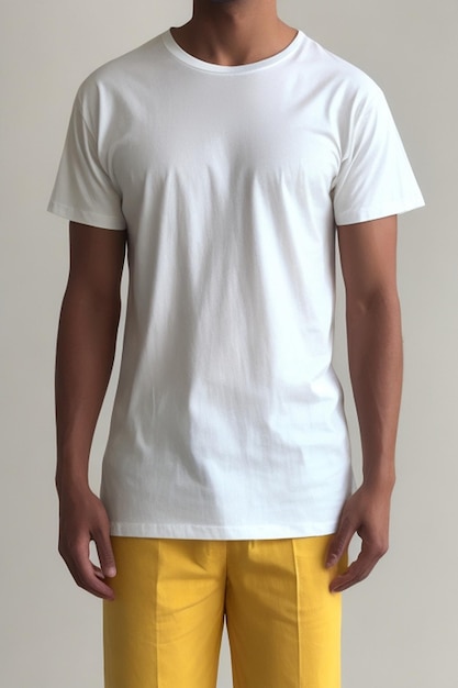 Photo t-shirt blanc jaune blanc