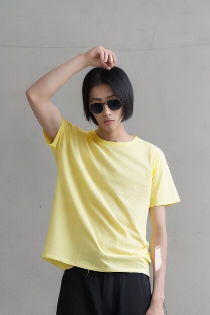 T-shirt blanc jaune blanc