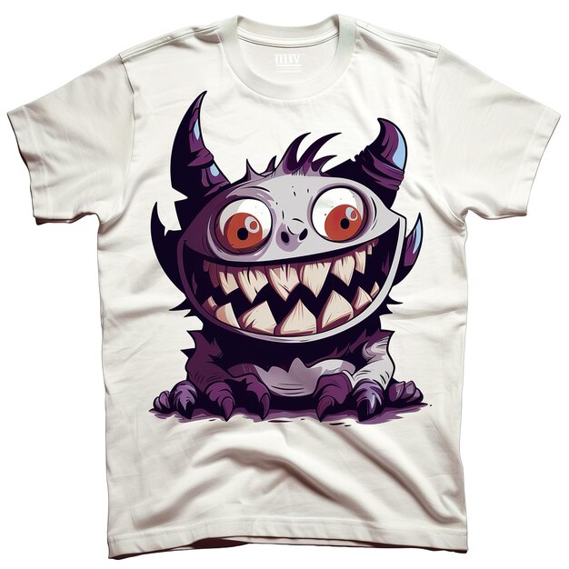 Photo un t-shirt blanc avec un monstre dessus