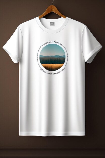 Un t-shirt blanc avec un paysage de montagne sur le devant