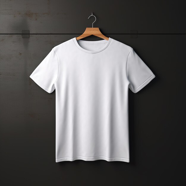 T-shirt blanc simple rendu en 3D sur fond noir