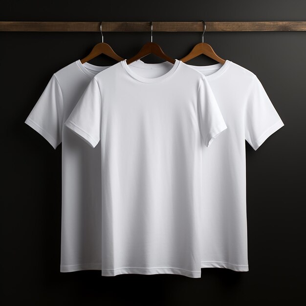 T-shirt blanc simple rendu en 3D sur fond noir