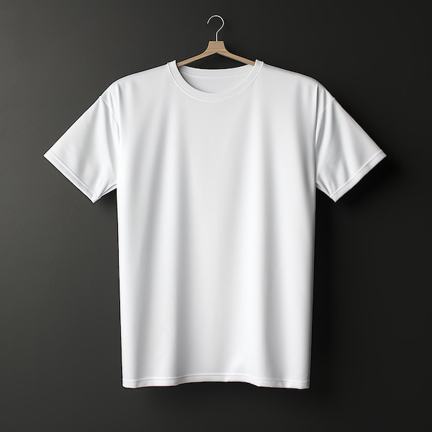 T-shirt blanc simple rendu en 3D sur fond noir