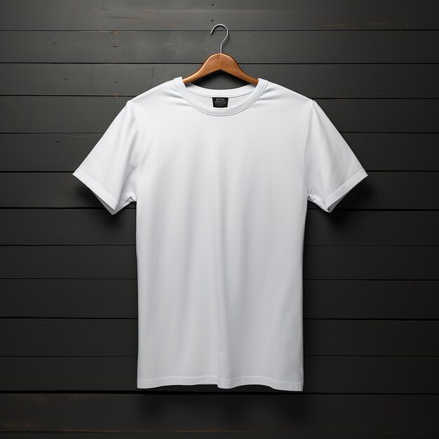 T-shirt blanc simple rendu en 3D sur fond noir