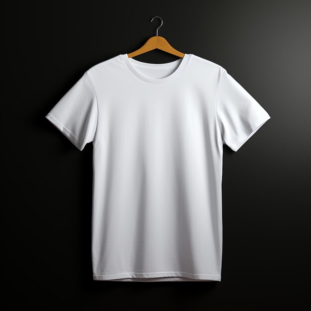 T-shirt blanc simple rendu en 3D sur fond noir