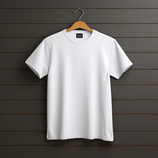 T-shirt blanc simple rendu en 3D sur fond noir