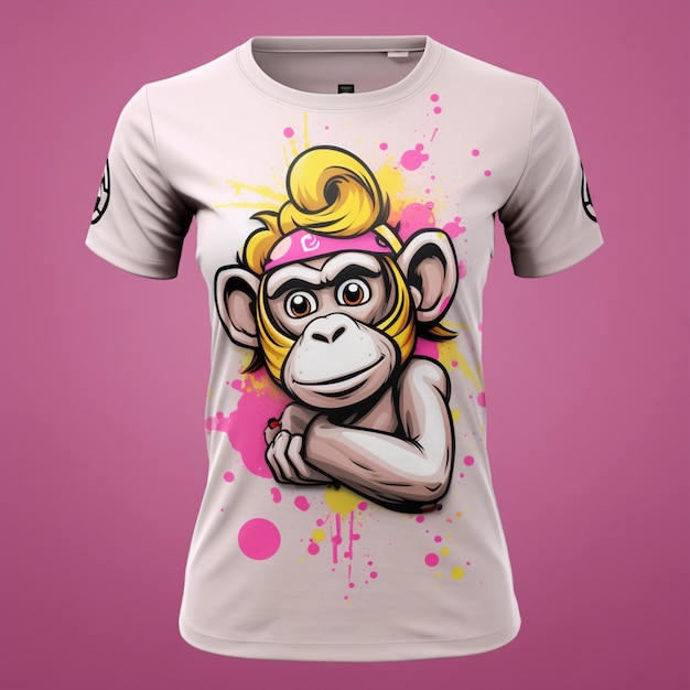 Un t-shirt blanc avec un singe dessus.