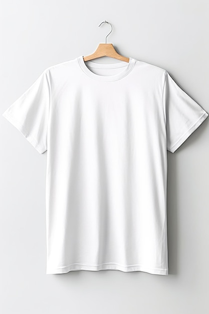 Un t-shirt blanc suspendu à un cintre Maquette de t-shirt d'image AI générative