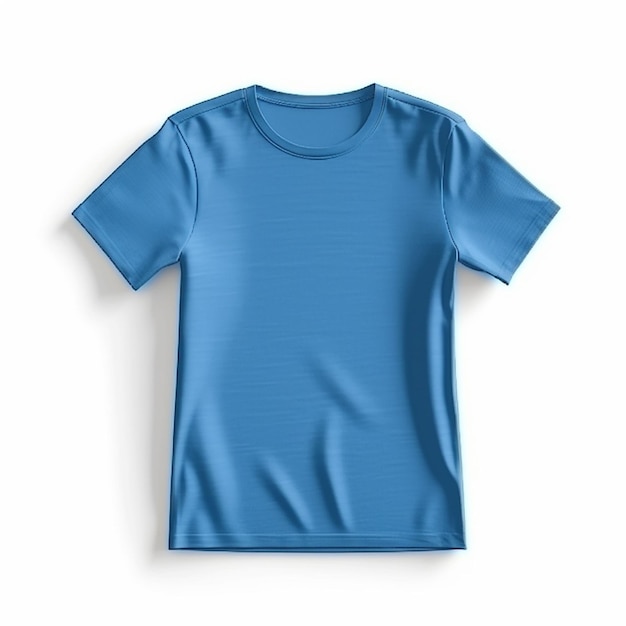 T-shirt bleu rendu en 3D avec maquette d'espace de copie