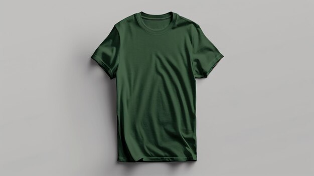 T-shirt de couleur vert foncé dessin mokeup sur fond gris