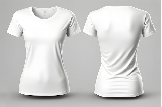 T-shirt féminin blanc vierge pour modèle de conception d'impression textile vierge pour vêtements de mode