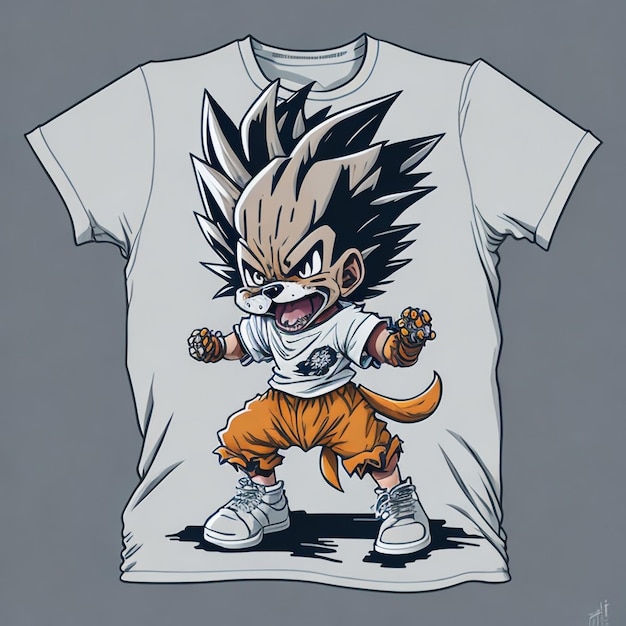 T-shirt graphique du chien de dessin animé Goku