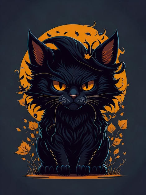 T-shirt d'Halloween Cat Conception de la typographie