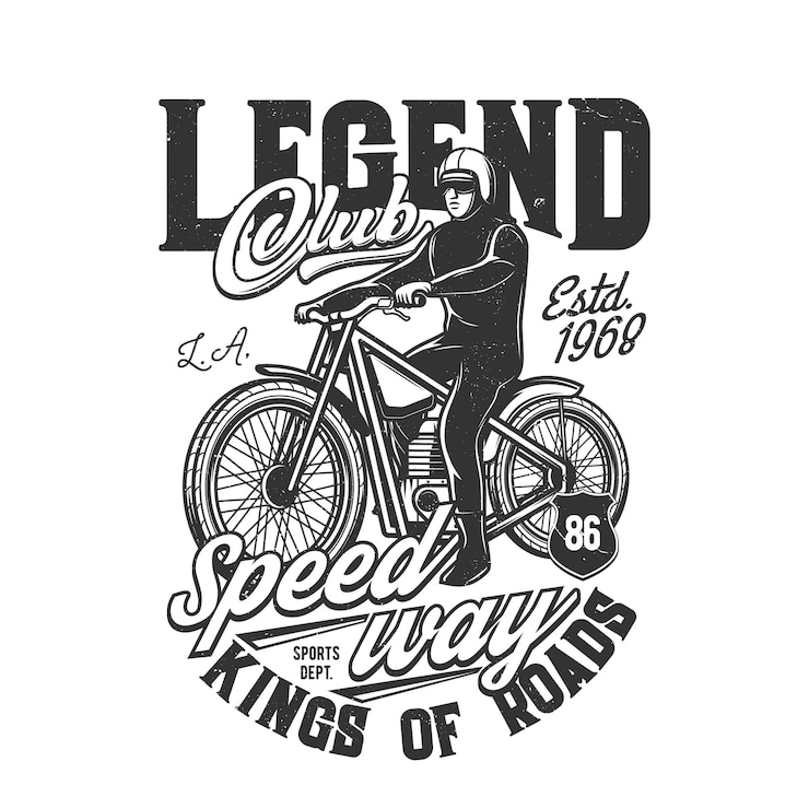 Photo t-shirt imprimé avec un coureur faisant du vélo tout-terrain rétro