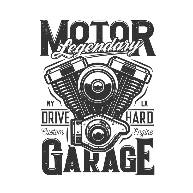 Photo t-shirt imprimé avec motif vectoriel de moteur de moto