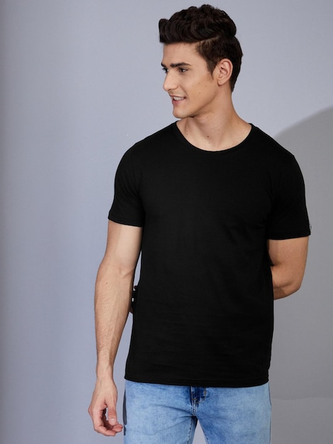 T-shirt imprimé pour hommes à col rond régulier à demi manches