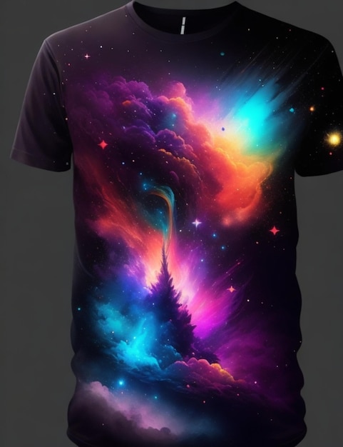T-shirt Nebulosa Galaxy Art T-shirt design T-shirt imprimé Poste de portrait dans le style Splash art