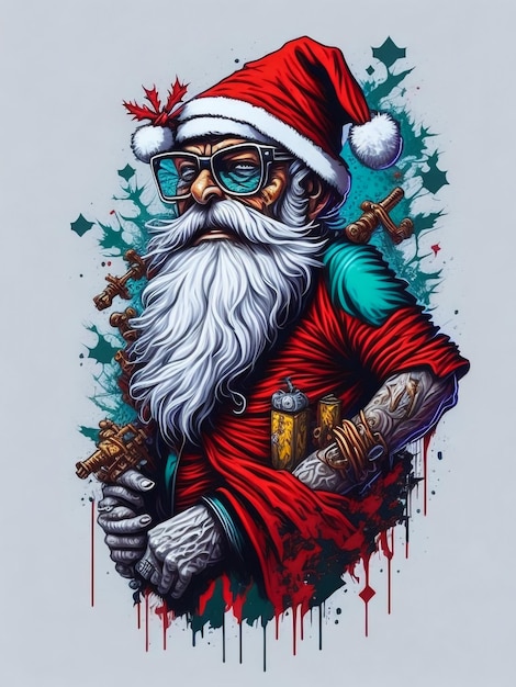 T-shirt de Noël Père Noël Art Work