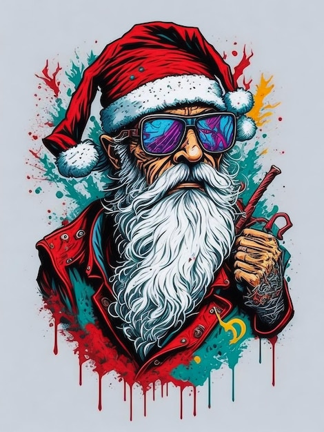 T-shirt de Noël Père Noël Art Work