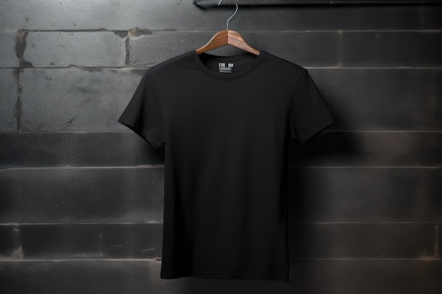 Un t-shirt noir accroché au mur