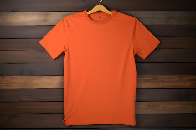 Photo un t-shirt orange avec un fond en bois