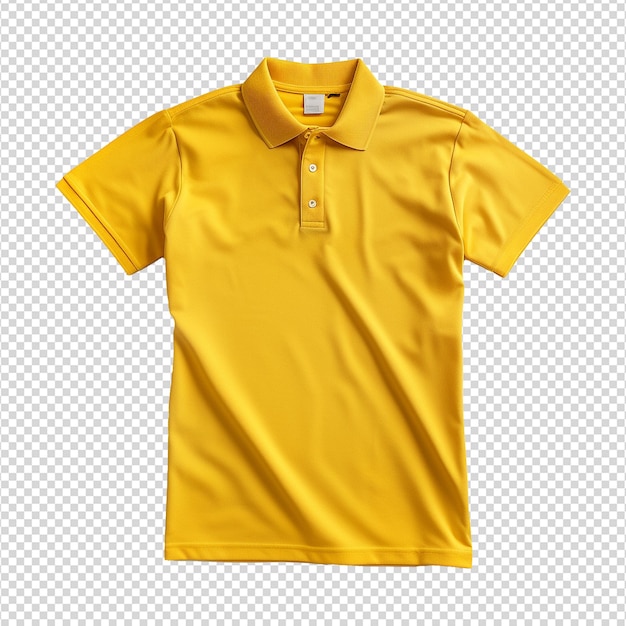 T-shirt de polo jaune à manches courtes isolé sur un fond transparent