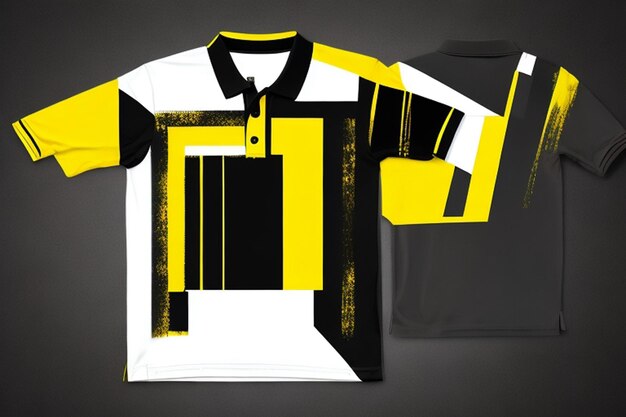 T-shirt Polo modèle jaune et noir pour le design sur fond blanc