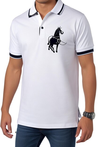 Photo t-shirt polo modèle jaune et noir pour le design sur fond blanc