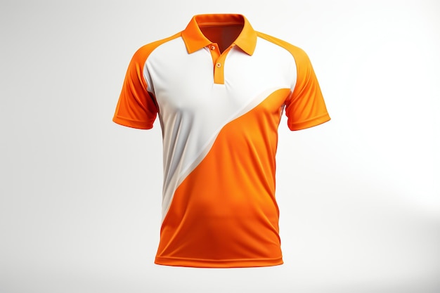 T-shirt de polo orange et blanc pour hommes sur fond blanc