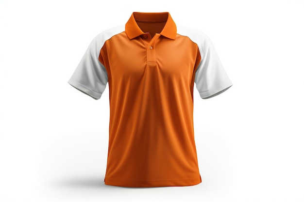 T-shirt de polo pour hommes en orange et blanc sur fond blanc