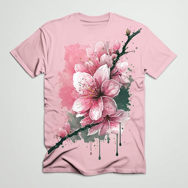 Un t-shirt rose avec une fleur dessus