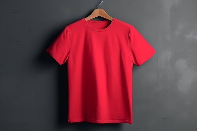 T-shirt rouge accroché au mur