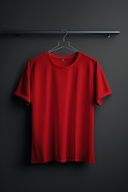 T-shirt rouge sur le porte-clés contre le mur sombre